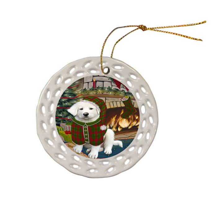 The Stocking was Hung Great Pyrenee Dog Ceramic Doily Ornament DPOR55680