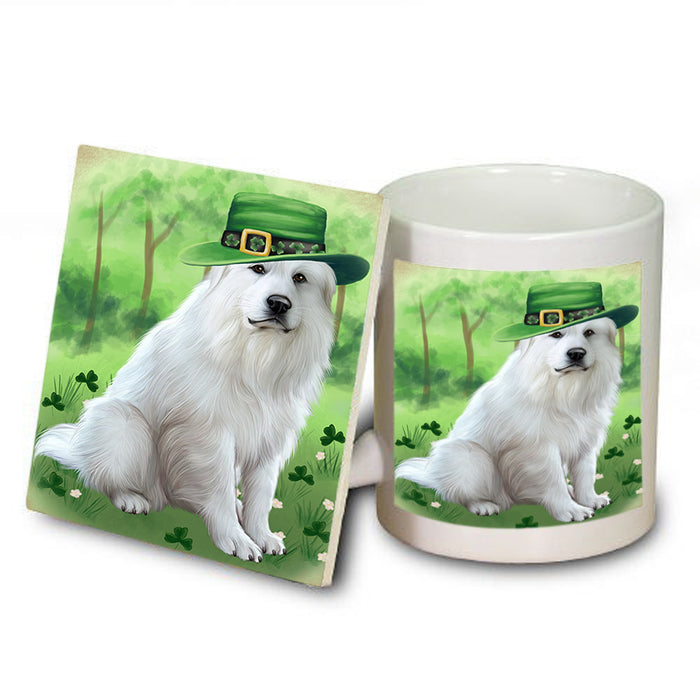 St. Patricks Day Irish Portrait Great Pyrenee Dog Mug and Coaster Set MUC57000