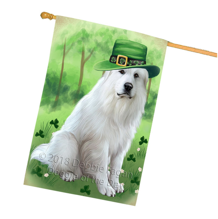 St. Patricks Day Irish Portrait Great Pyrenee Dog House Flag FLG65032