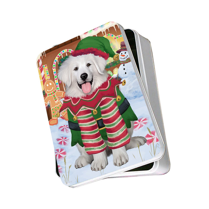 Christmas Gingerbread House Candyfest Great Pyrenee Dog Photo Storage Tin PITN56293