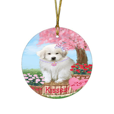 Rosie 25 Cent Kisses Great Pyrenee Dog Round Flat Christmas Ornament RFPOR56236