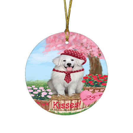 Rosie 25 Cent Kisses Great Pyrenee Dog Round Flat Christmas Ornament RFPOR56237