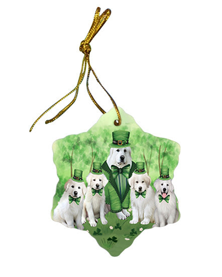 St. Patricks Day Irish Portrait Great Pyrenee Dogs Star Porcelain Ornament SPOR57949