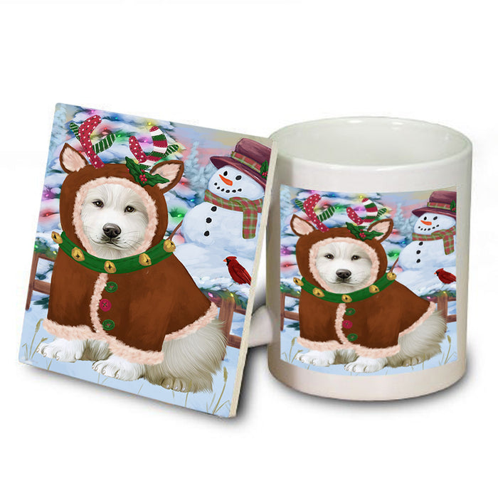 Christmas Gingerbread House Candyfest Great Pyrenee Dog Mug and Coaster Set MUC56343