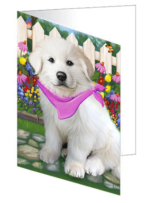 Spring Floral Great Pyrenee Dog Handmade Artwork Assorted Pets Greeting Cards and Note Cards with Envelopes for All Occasions and Holiday Seasons GCD60809