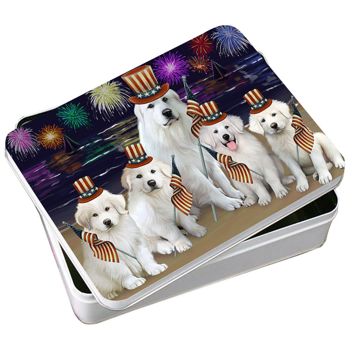 4th of July Independence Day Firework Great Pyrenees Dog Photo Storage Tin PITN52435