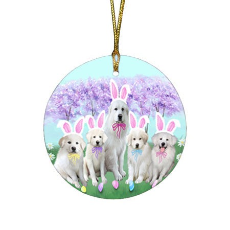 Easter Holiday Great Pyrenees Dog Round Flat Christmas Ornament RFPOR57306
