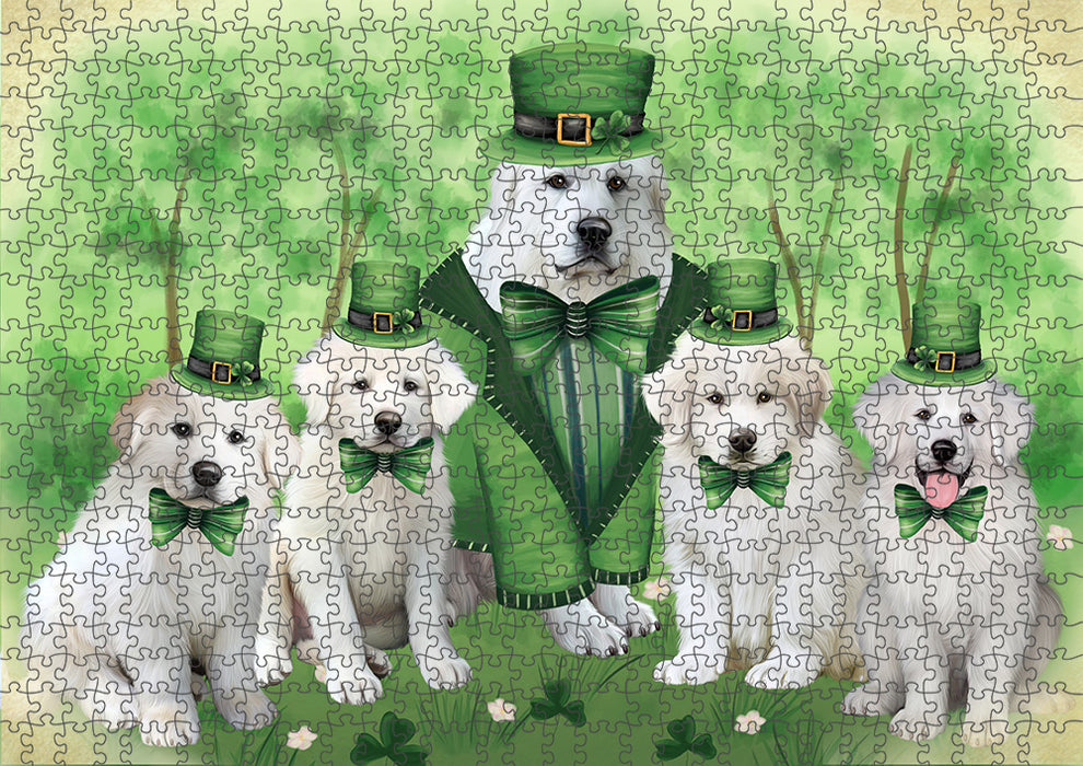 St. Patricks Day Irish Portrait Great Pyrenee Dogs Portrait Jigsaw Puzzle for Adults Animal Interlocking Puzzle Game Unique Gift for Dog Lover's with Metal Tin Box PZL052