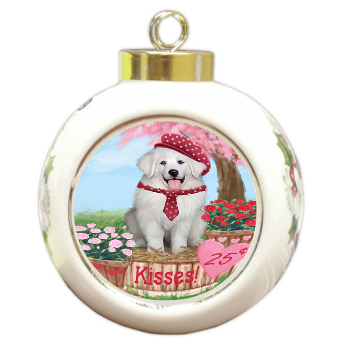 Rosie 25 Cent Kisses Great Pyrenee Dog Round Ball Christmas Ornament RBPOR56237
