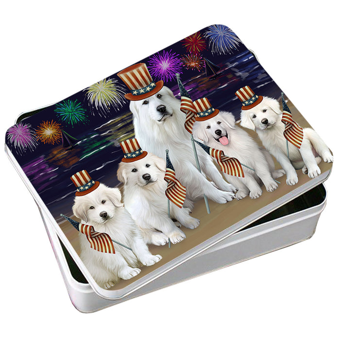 4th of July Independence Day Firework Great Pyrenees Dog Photo Storage Tin PITN52097