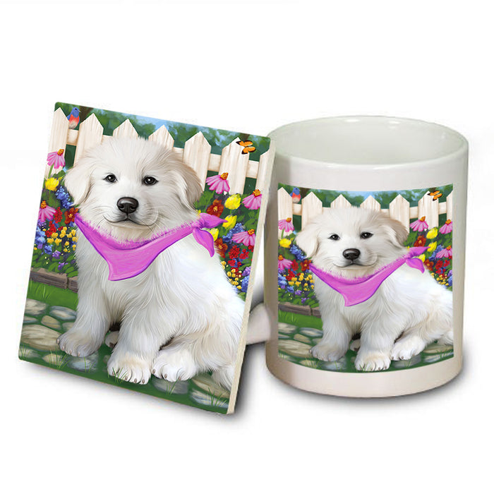 Spring Floral Great Pyrenee Dog Mug and Coaster Set MUC52200