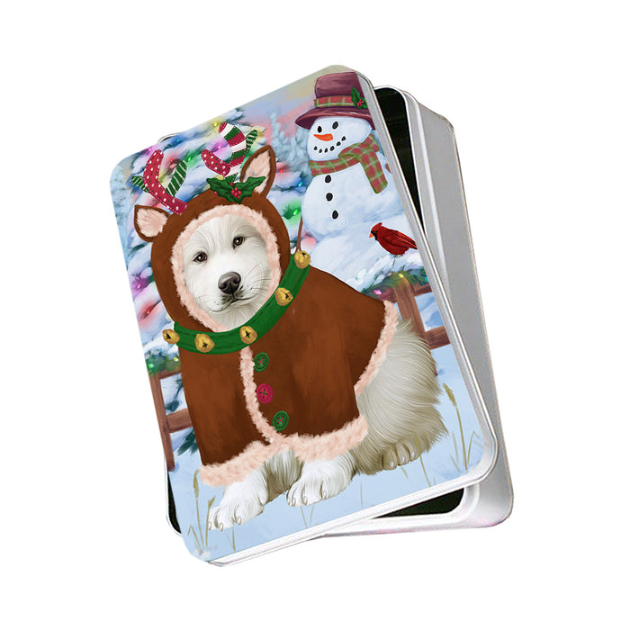 Christmas Gingerbread House Candyfest Great Pyrenee Dog Photo Storage Tin PITN56294