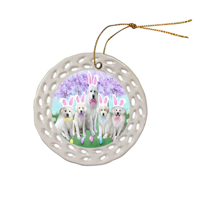 Easter Holiday Great Pyrenees Dog Ceramic Doily Ornament DPOR57306