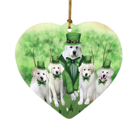 St. Patricks Day Irish Portrait Great Pyrenee Dogs Heart Christmas Ornament HPOR57949