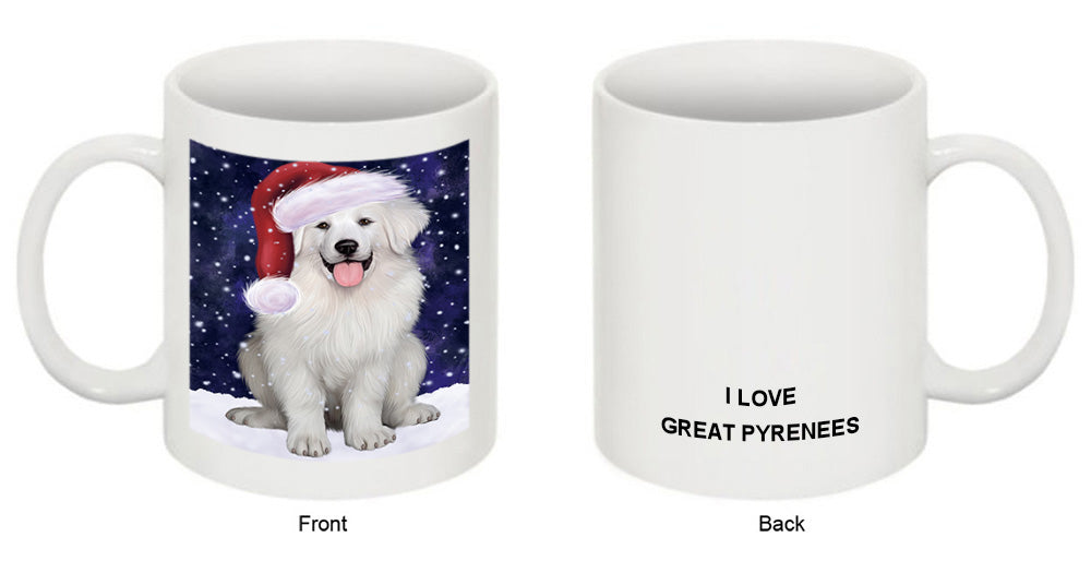 Let it Snow Christmas Holiday Great Pyrenee Dog Wearing Santa Hat Coffee Mug MUG49696