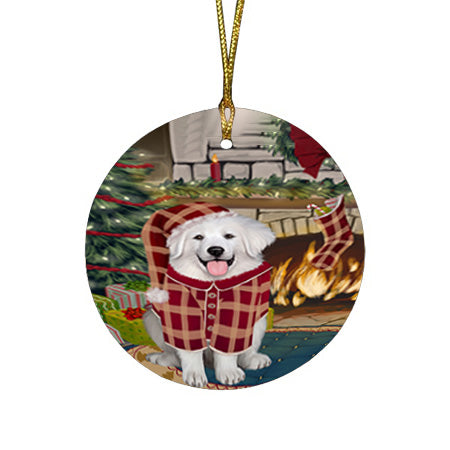 The Stocking was Hung Great Pyrenee Dog Round Flat Christmas Ornament RFPOR55681