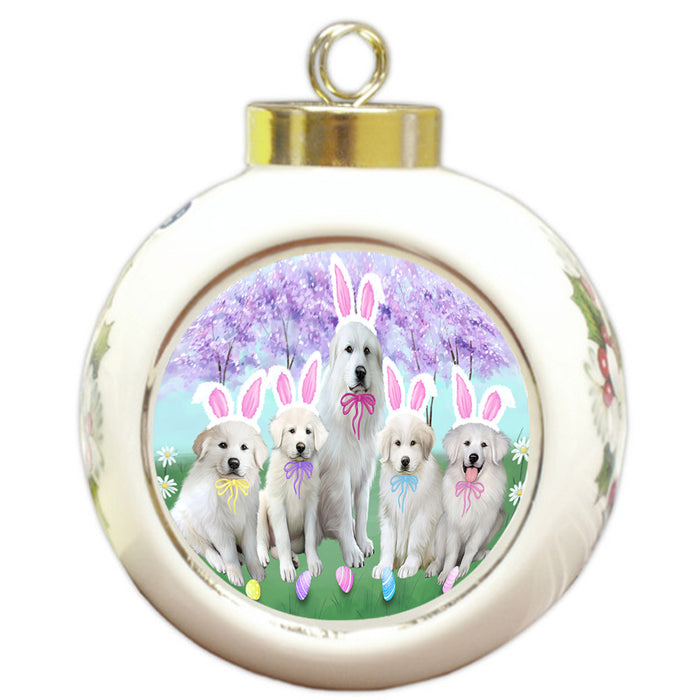 Easter Holiday Great Pyrenees Dog Round Ball Christmas Ornament RBPOR57306