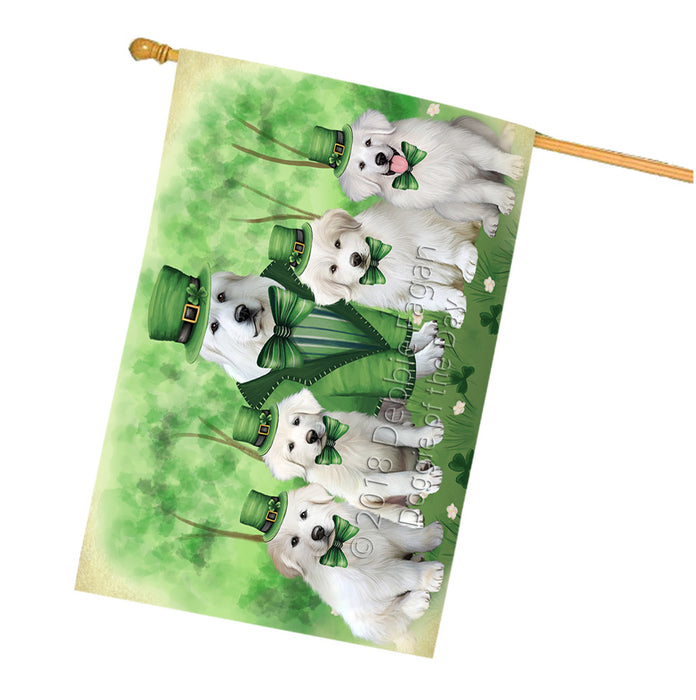 St. Patricks Day Irish Portrait Great Pyrenee Dogs House Flag FLG65033