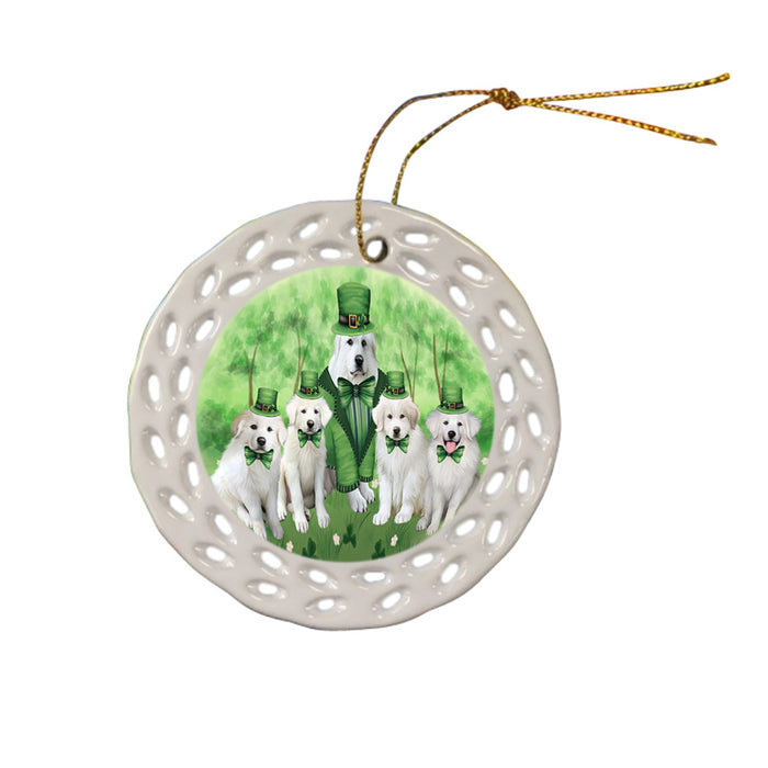 St. Patricks Day Irish Portrait Great Pyrenee Dogs Ceramic Doily Ornament DPOR57949