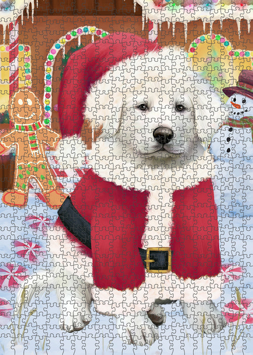 Christmas Gingerbread House Candyfest Great Pyrenee Dog Puzzle with Photo Tin PUZL93608