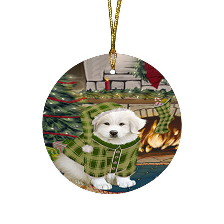 The Stocking was Hung Great Pyrenee Dog Round Flat Christmas Ornament RFPOR55682