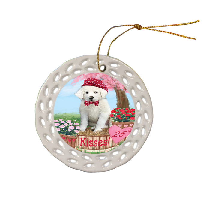 Rosie 25 Cent Kisses Great Pyrenee Dog Ceramic Doily Ornament DPOR56238