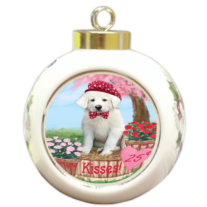 Rosie 25 Cent Kisses Great Pyrenee Dog Round Ball Christmas Ornament RBPOR56238