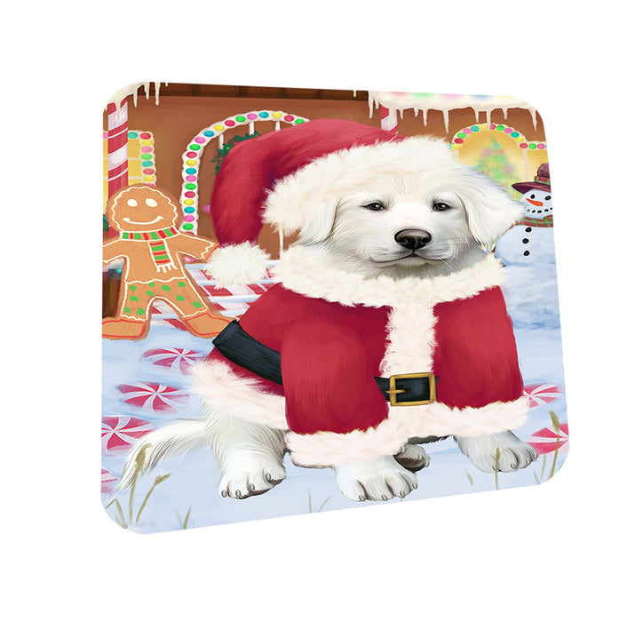 Christmas Gingerbread House Candyfest Great Pyrenee Dog Coasters Set of 4 CST56310