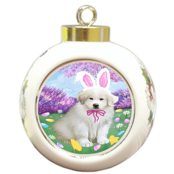 Easter Holiday Great Pyrenee Dog Round Ball Christmas Ornament RBPOR57307