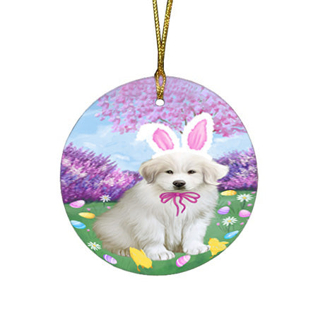 Easter Holiday Great Pyrenee Dog Round Flat Christmas Ornament RFPOR57307
