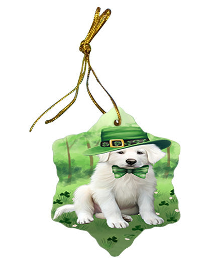 St. Patricks Day Irish Portrait Great Pyrenee Dog Star Porcelain Ornament SPOR57950
