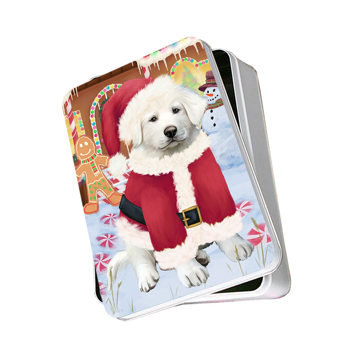 Christmas Gingerbread House Candyfest Great Pyrenee Dog Photo Storage Tin PITN56295