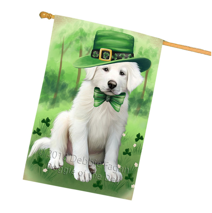 St. Patricks Day Irish Portrait Great Pyrenee Dog House Flag FLG65034