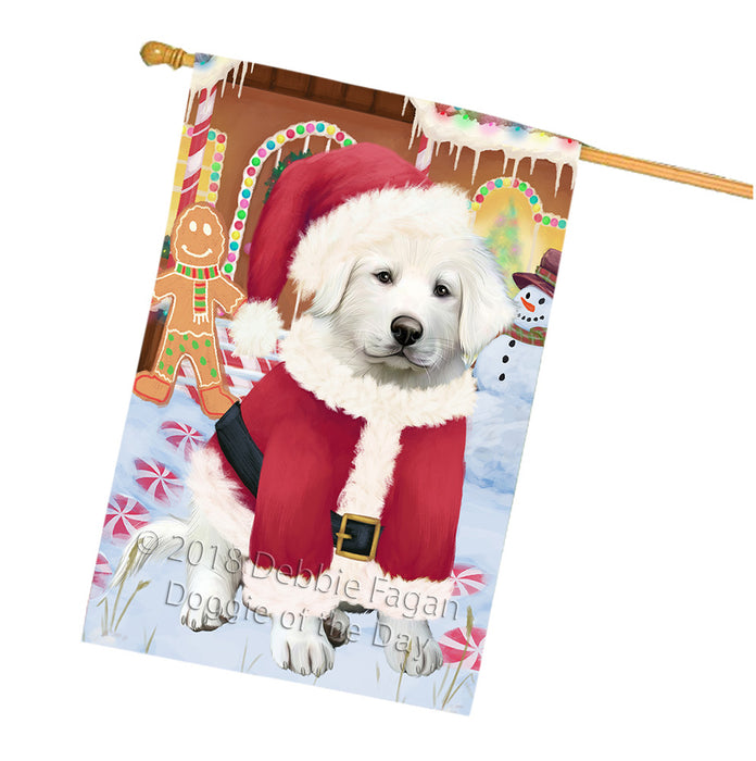 Christmas Gingerbread House Candyfest Great Pyrenee Dog House Flag FLG57036