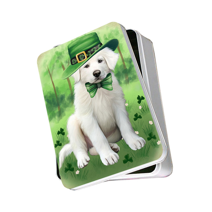 St. Patricks Day Irish Portrait Great Pyrenee Dog Photo Storage Tin PITN56953