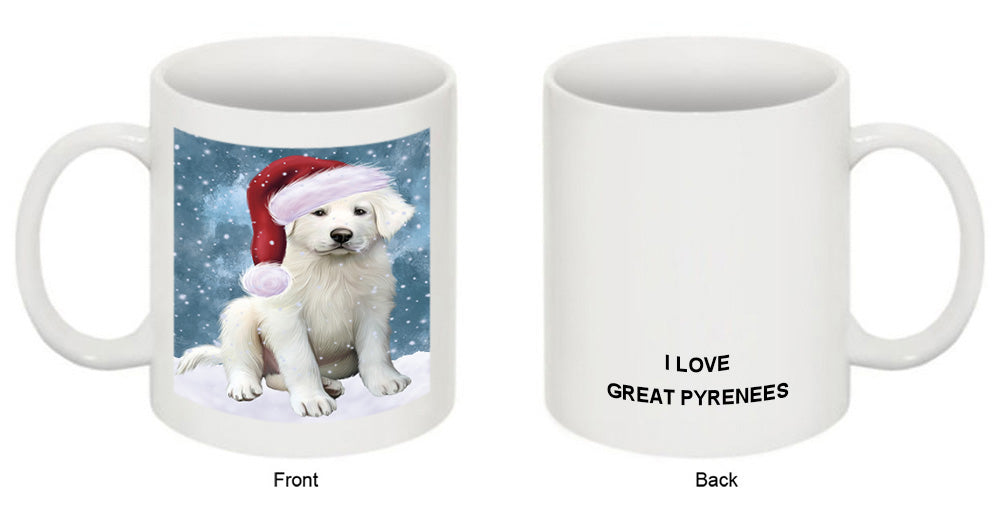 Let it Snow Christmas Holiday Great Pyrenee Dog Wearing Santa Hat Coffee Mug MUG49697