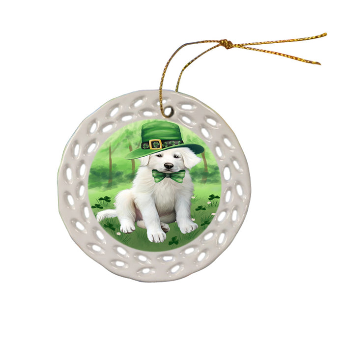 St. Patricks Day Irish Portrait Great Pyrenee Dog Ceramic Doily Ornament DPOR57950