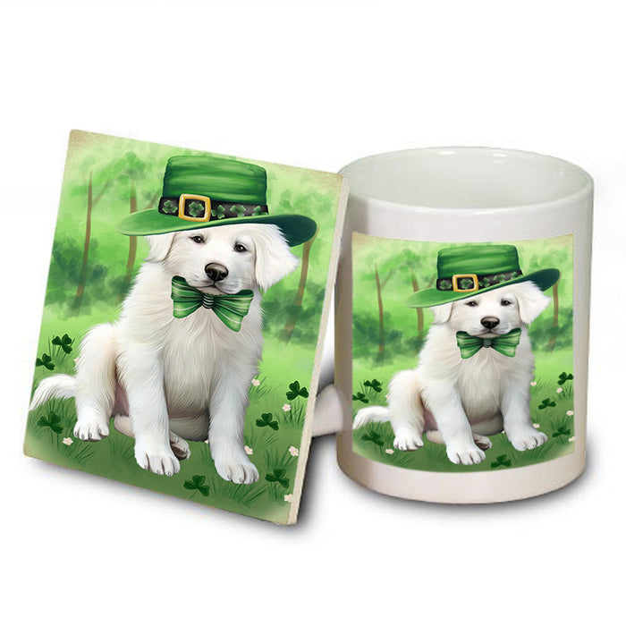 St. Patricks Day Irish Portrait Great Pyrenee Dog Mug and Coaster Set MUC57002