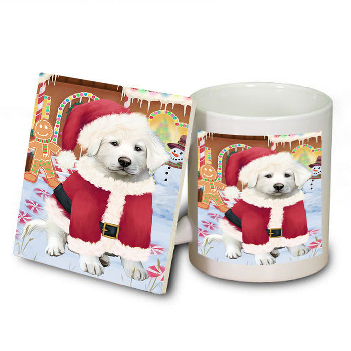 Christmas Gingerbread House Candyfest Great Pyrenee Dog Mug and Coaster Set MUC56344