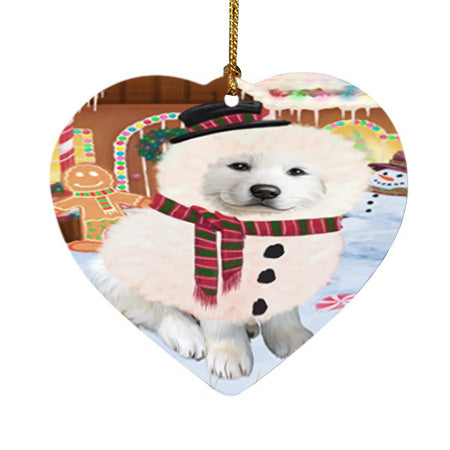 Christmas Gingerbread House Candyfest Great Pyrenee Dog Heart Christmas Ornament HPOR56709