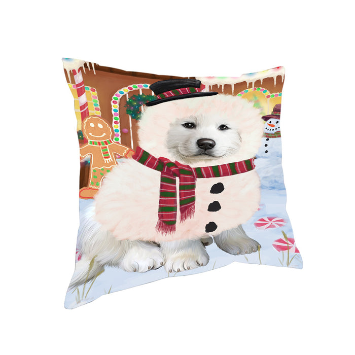 Christmas Gingerbread House Candyfest Great Pyrenee Dog Pillow PIL79704