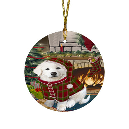 The Stocking was Hung Great Pyrenee Dog Round Flat Christmas Ornament RFPOR55683