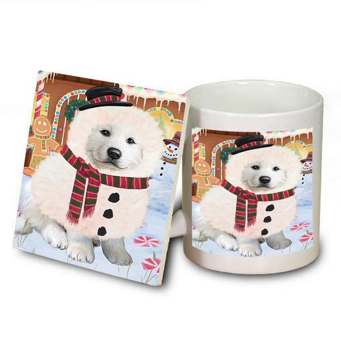 Christmas Gingerbread House Candyfest Great Pyrenee Dog Mug and Coaster Set MUC56345