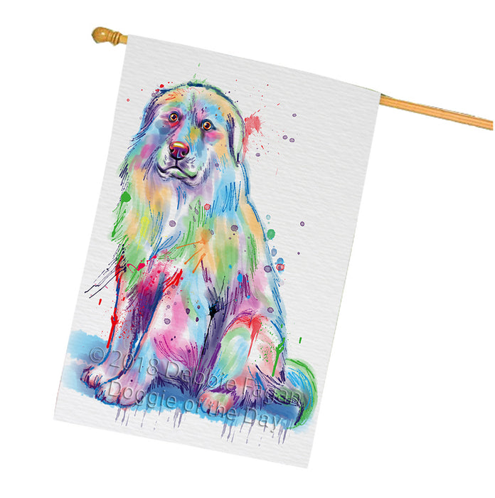 Watercolor Great Pyrenee Dog House Flag FLG65221