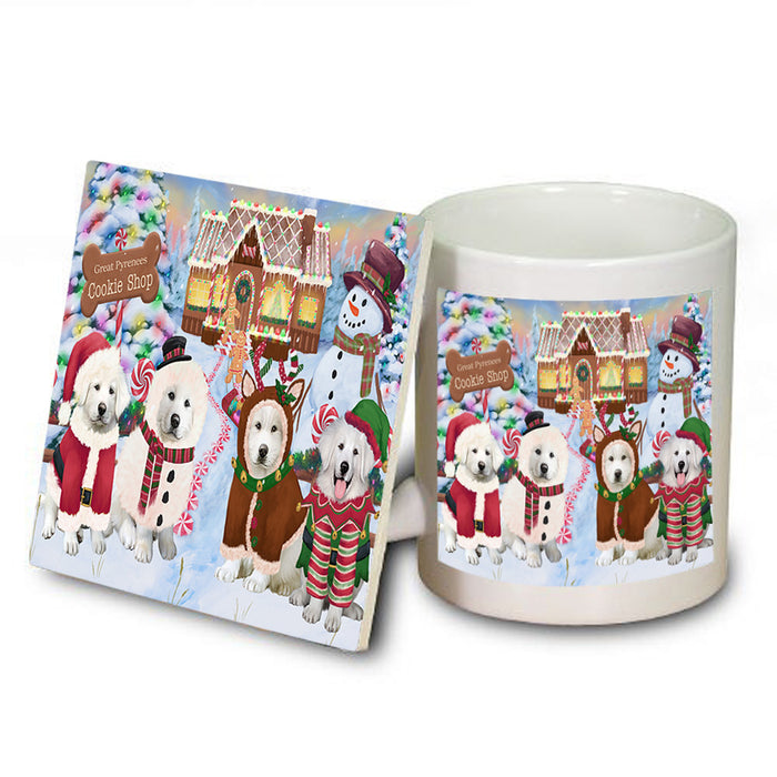 Holiday Gingerbread Cookie Shop Great Pyrenees Dog Mug and Coaster Set MUC56396
