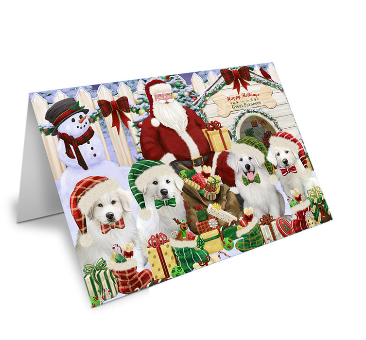 Christmas Dog House Great Pyrenees Dog Handmade Artwork Assorted Pets Greeting Cards and Note Cards with Envelopes for All Occasions and Holiday Seasons GCD61838