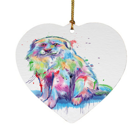 Watercolor Great Pyrenee Dog Heart Christmas Ornament HPOR57438