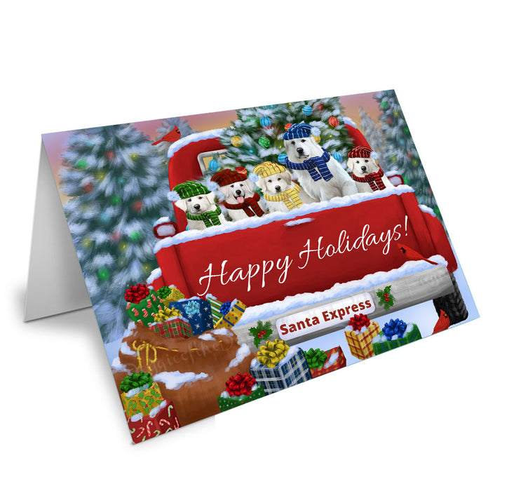 Christmas Red Truck Travlin Home for the Holidays Great Pyrenees Dogs Handmade Artwork Assorted Pets Greeting Cards and Note Cards with Envelopes for All Occasions and Holiday Seasons