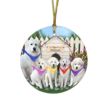 Spring Dog House Great Pyrenees Dog Round Flat Christmas Ornament RFPOR52198