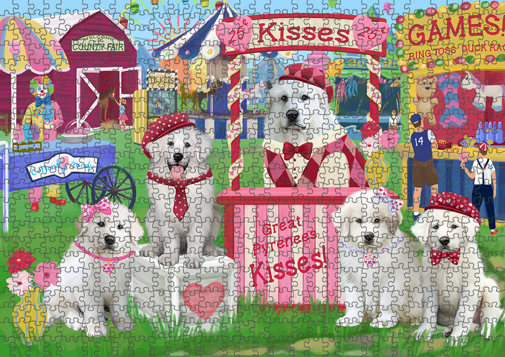 Carnival Kissing Booth Great Pyrenees Dog Puzzle with Photo Tin PUZL91808